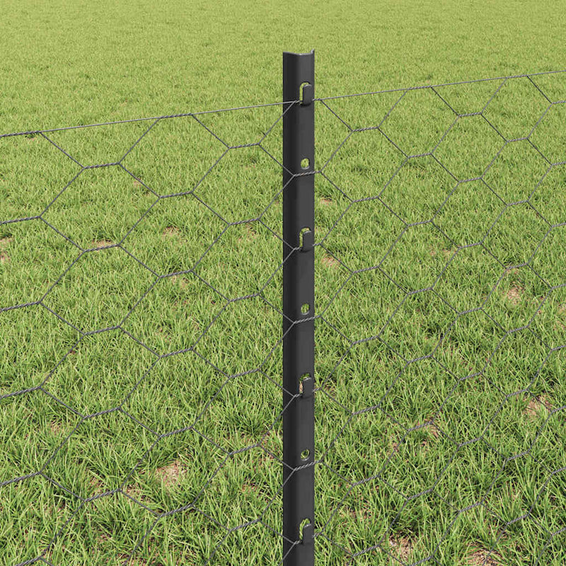 vidaXL Kerítés oszlopokkal Szürke 0,6 x 25 m Acél