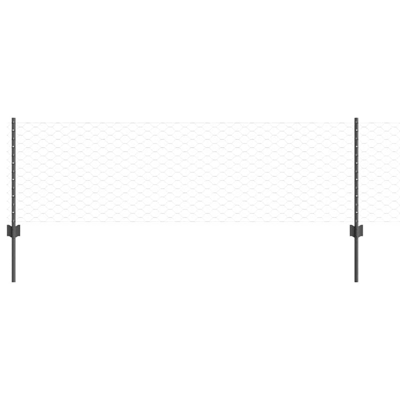 vidaXL Kerítés oszlopokkal Szürke 0,6 x 25 m Acél