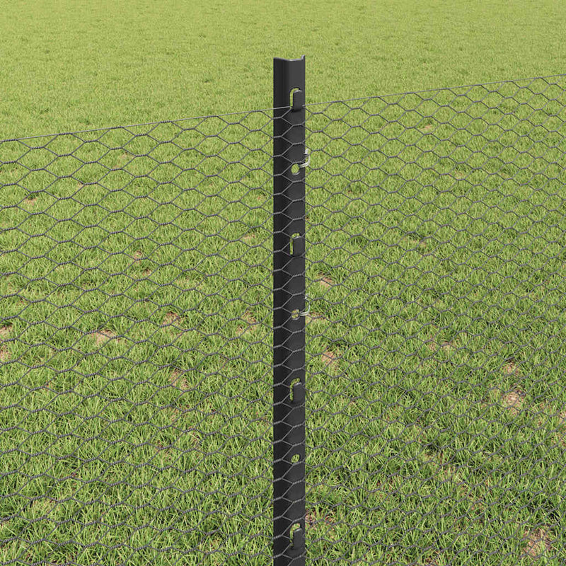 vidaXL Kerítés oszlopokkal Szürke 0.8 x 25 m Acél