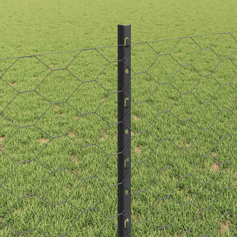 vidaXL Kerítés oszlopokkal Szürke 0.8 x 25 m Acél