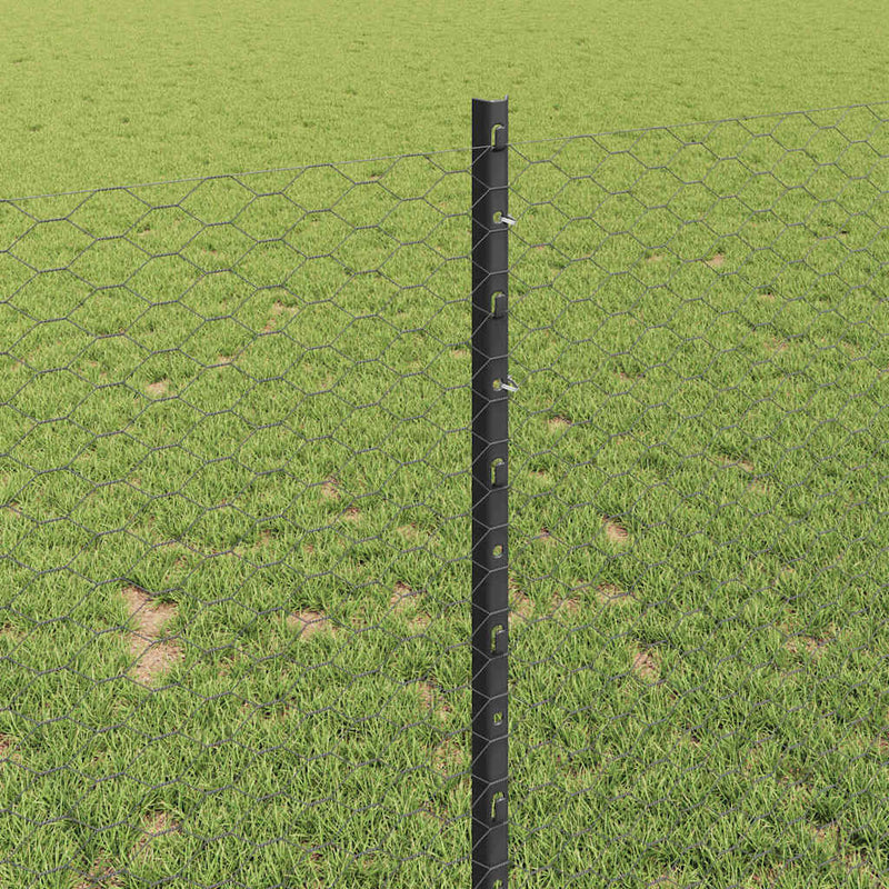 vidaXL Kerítés oszlopokkal Szürke 1 x 25 m Acél