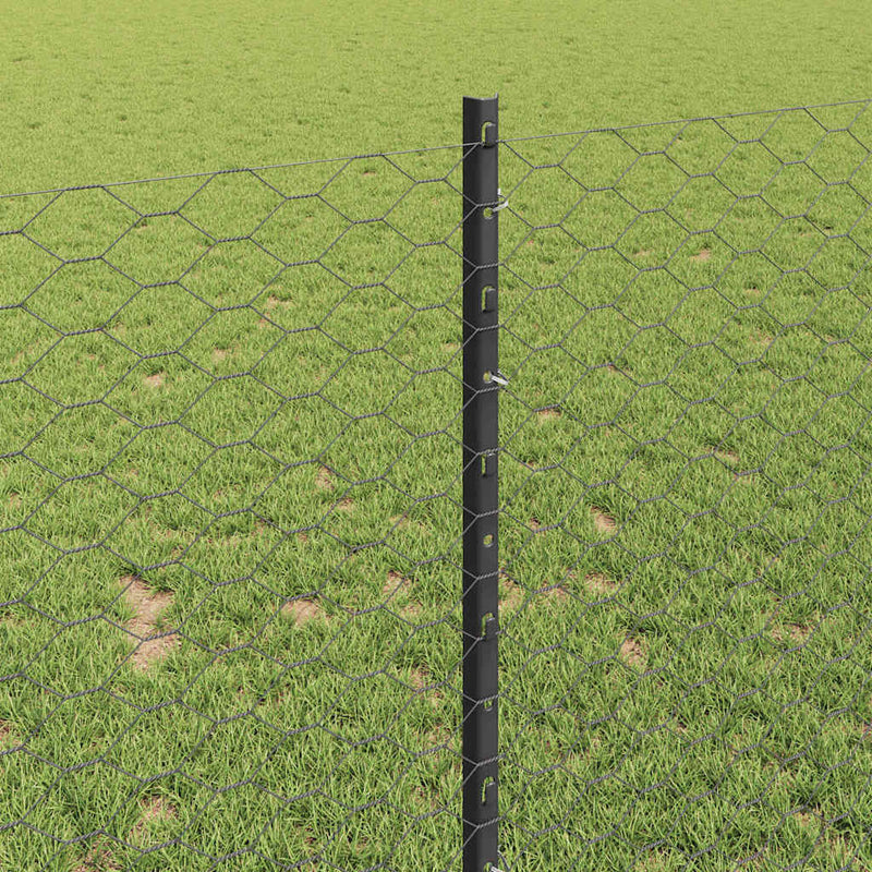 vidaXL Kerítés oszlopokkal Szürke 1 x 25 m Acél