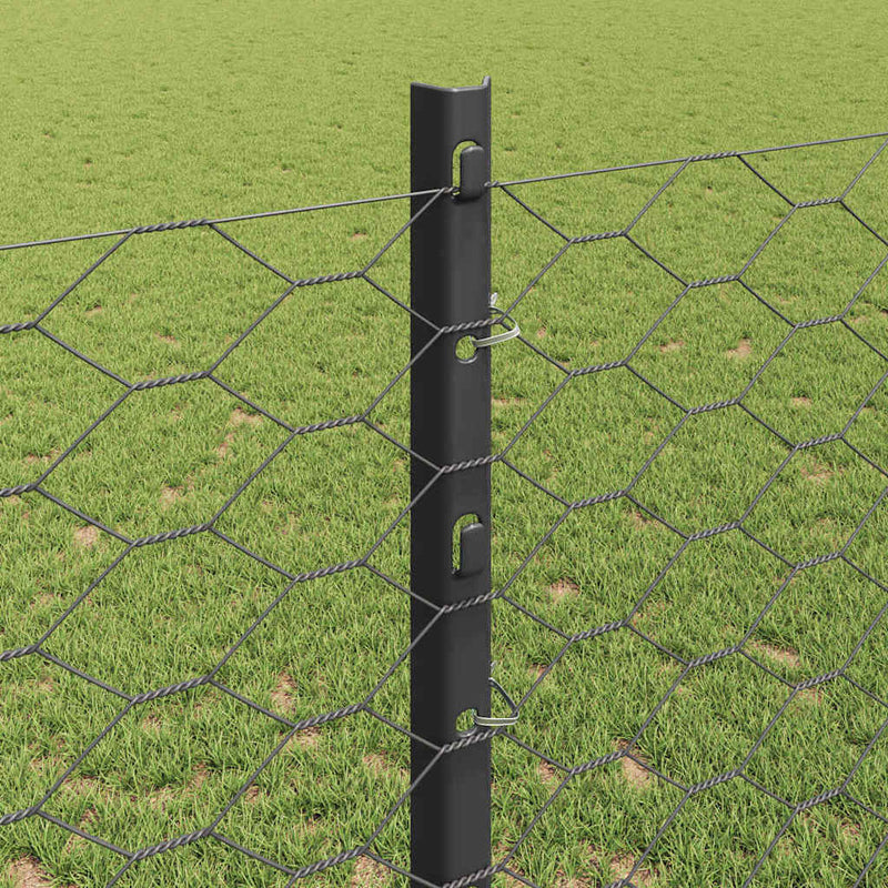 vidaXL Kerítés oszlopokkal Szürke 1.2 x 25 m Acél