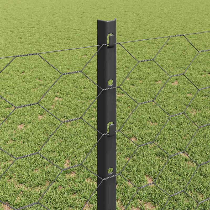vidaXL Kerítés oszlopokkal Szürke 1.2 x 25 m Acél