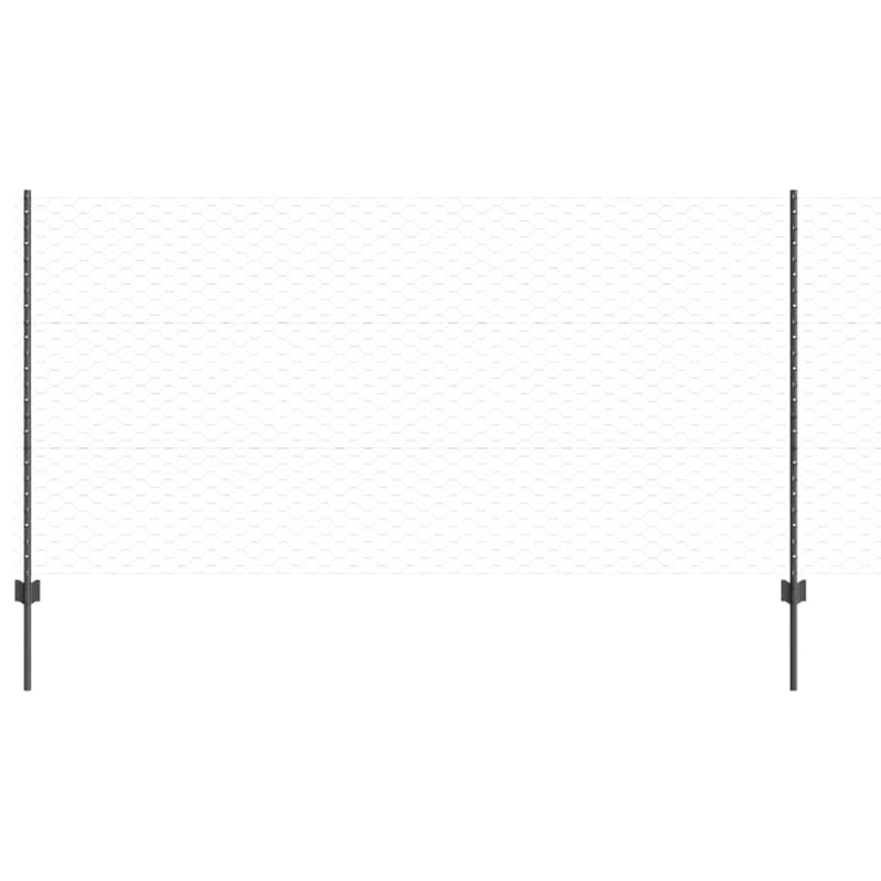 vidaXL Kerítés oszlopokkal Szürke 1.2 x 25 m Acél