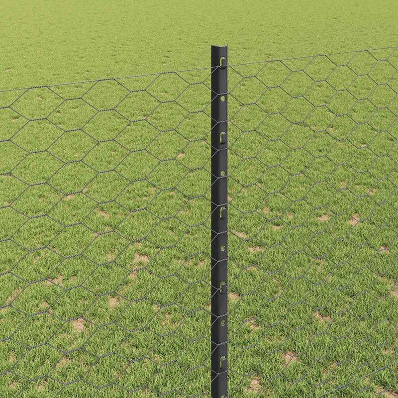 vidaXL Kerítés oszlopokkal Szürke 1.5 x 25 m Acél
