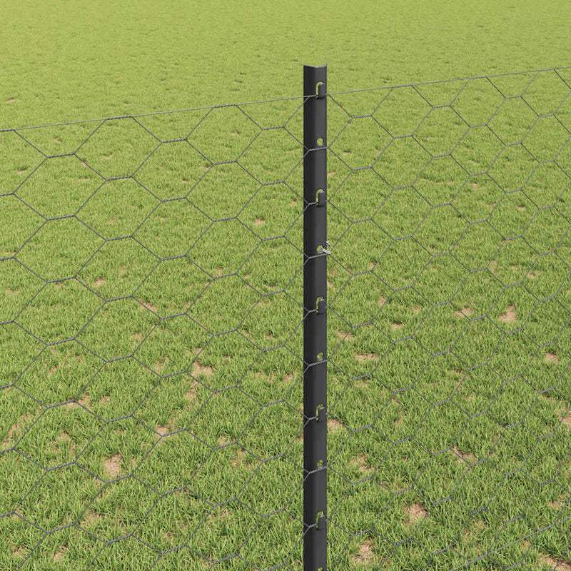 vidaXL Kerítés oszlopokkal Szürke 1.5 x 25 m Acél