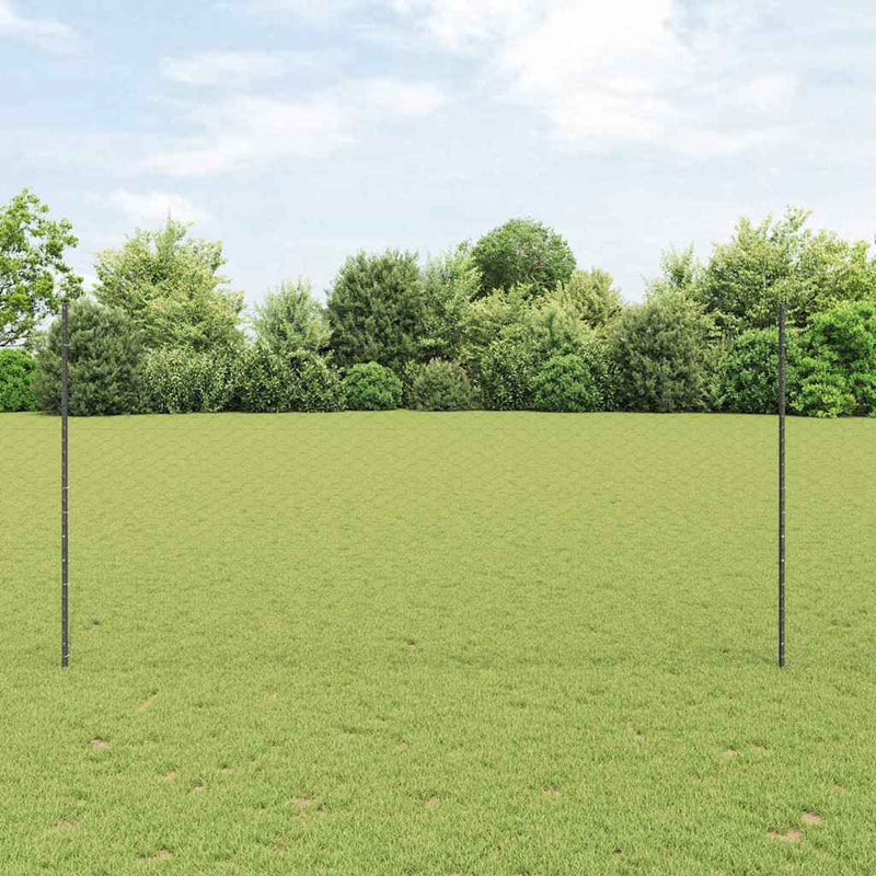 vidaXL Kerítés oszlopokkal Szürke 1.5 x 25 m Acél