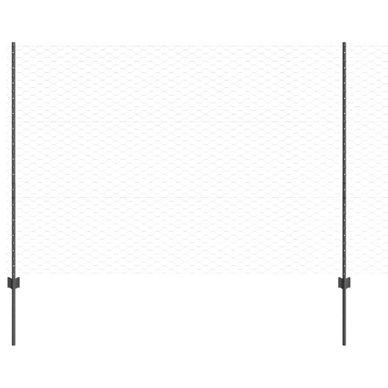 vidaXL Kerítés oszlopokkal Szürke 1.5 x 25 m Acél