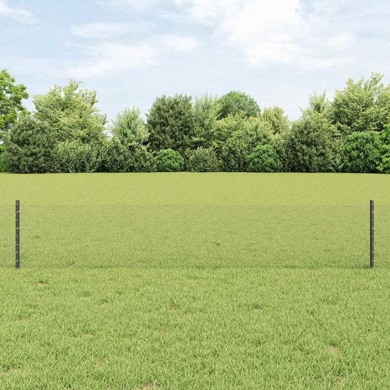 vidaXL Kerítés oszlopokkal Szürke 0.4 x 50 m Acél
