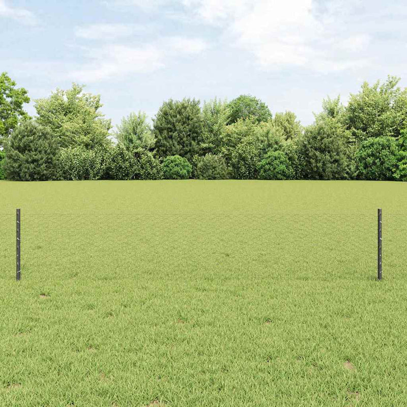 vidaXL Kerítés oszlopokkal Szürke 0.4 x 50 m Acél