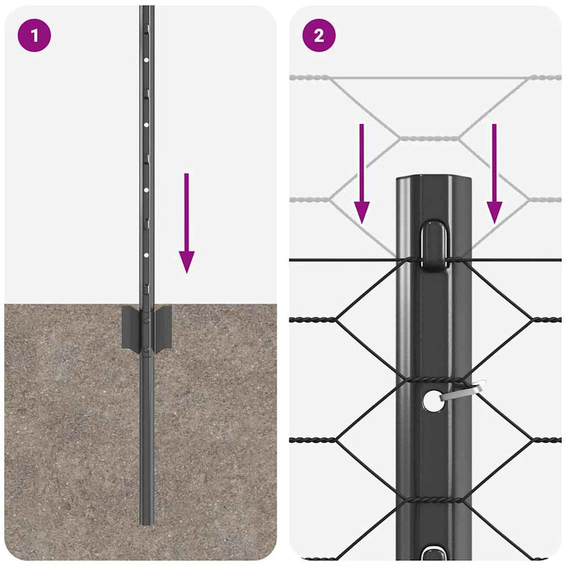 vidaXL Kerítés és Oszlop Szürke 0,4 x 50 m Acél