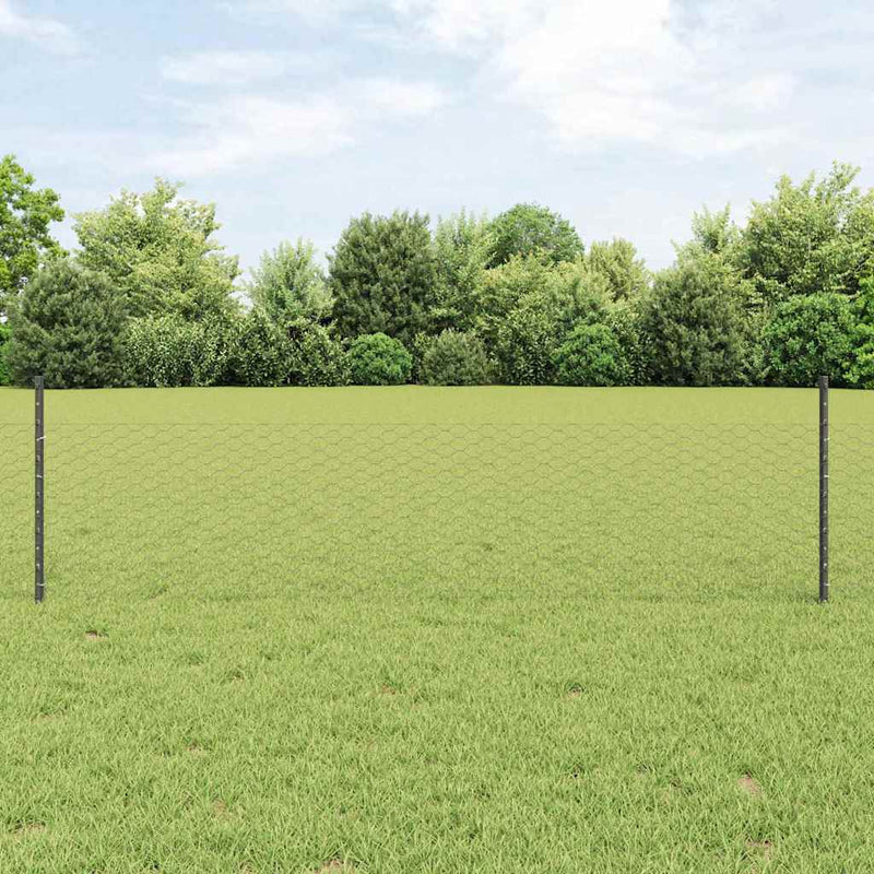 vidaXL Kerítés oszlopokkal Szürke 0.5 x 50 m Acél