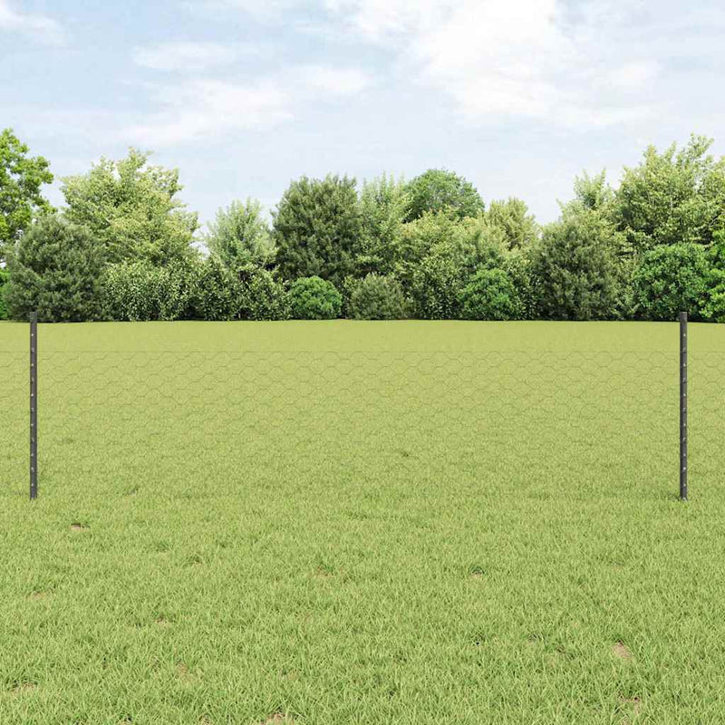 vidaXL Kerítés oszlopokkal Szürke 0.5 x 50 m Acél