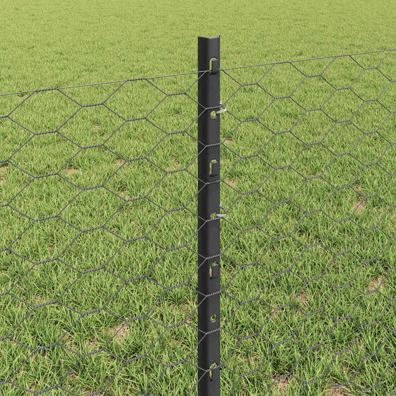 vidaXL Kerítés oszlopokkal Szürke 0.6 x 50 m Acél