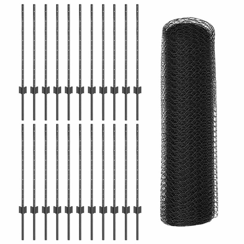 vidaXL Kerítés oszlopokkal Szürke 0.8 x 50 m Acél