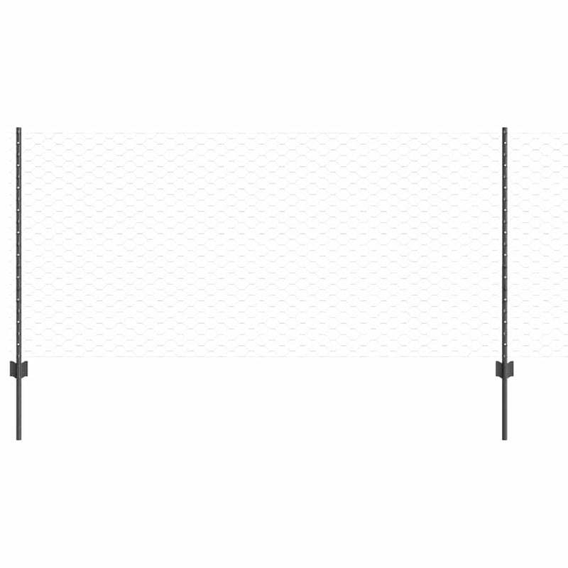 vidaXL Kerítés oszlopokkal Szürke 1 x 50 m Acél