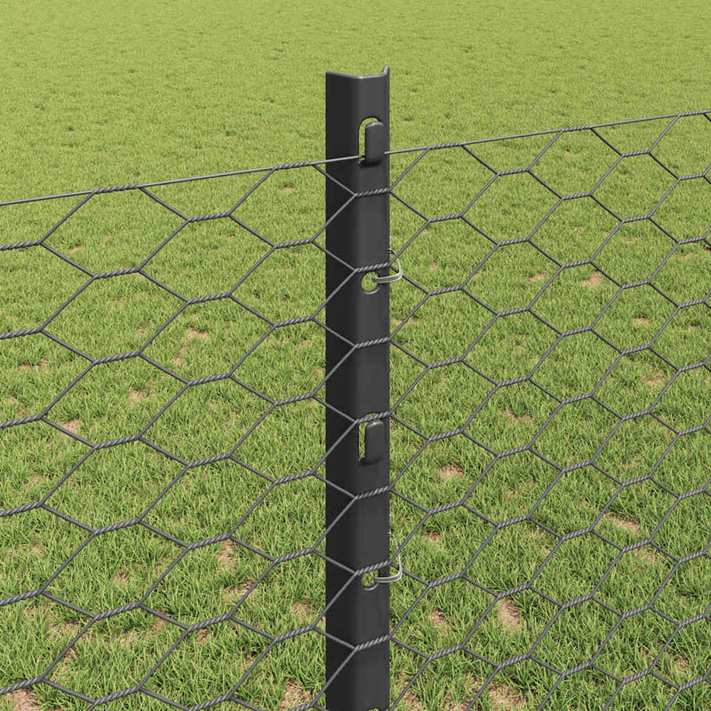 vidaXL Kerítés oszlopokkal Szürke 1.2 x 50 m Acél