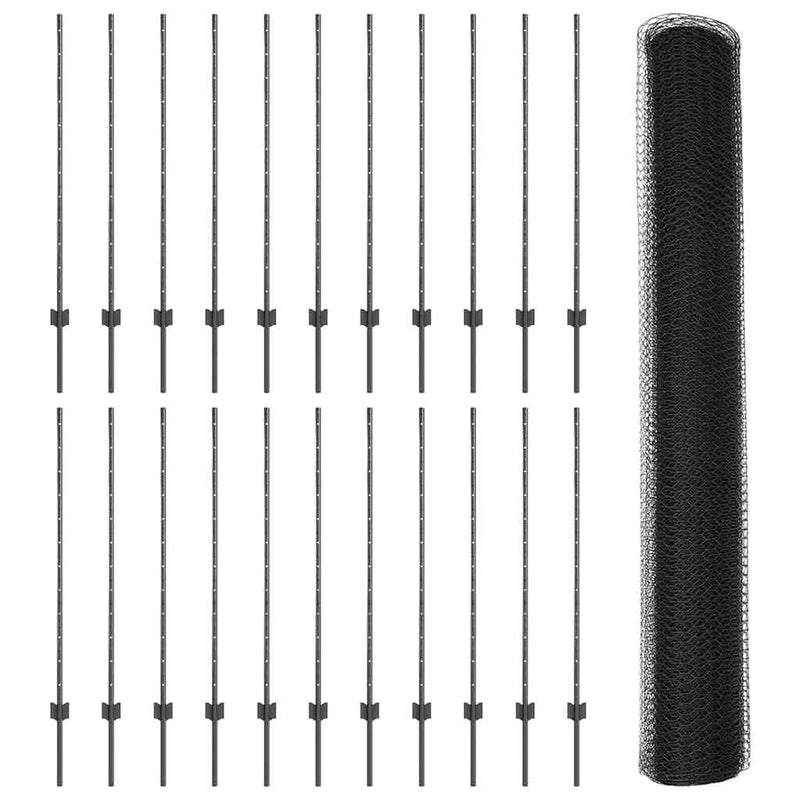 vidaXL Kerítés oszlopokkal Szürke 1.2 x 50 m Acél