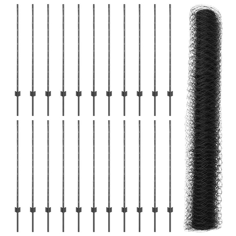 vidaXL Kerítés oszlopokkal Szürke 1.2 x 50 m Acél