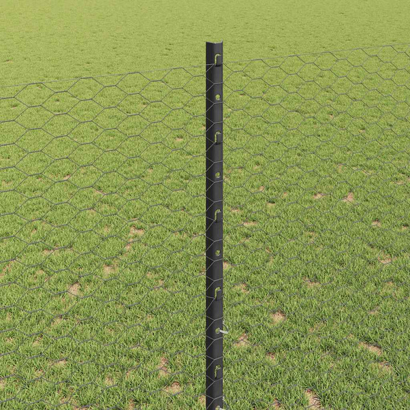 vidaXL Kerítés oszlopokkal Szürke 1.4 x 50 m Acél