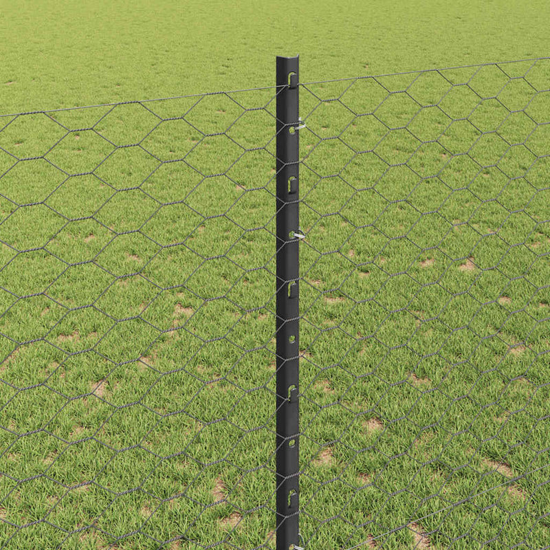 vidaXL Kerítés oszlopokkal Szürke 1.4 x 50 m Acél