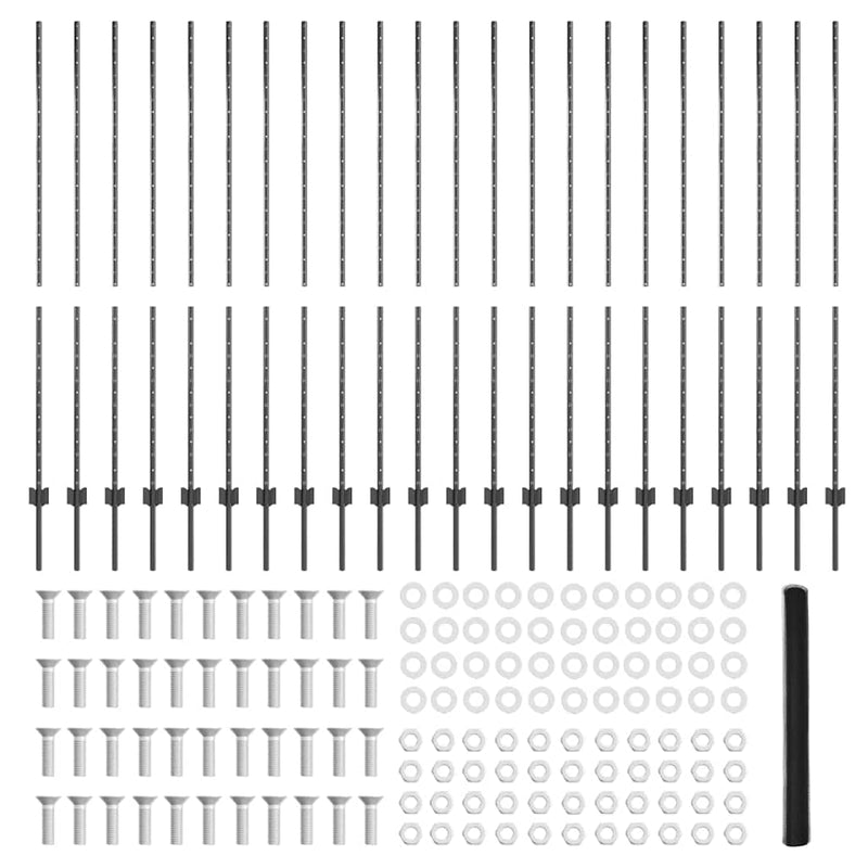 vidaXL Kerítés oszlopokkal Szürke 1.6 x 50 m Acél