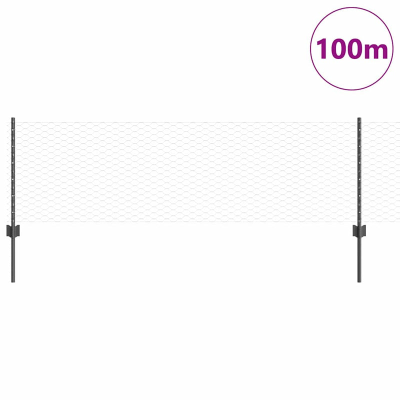 vidaXL Kerítés oszlopokkal Szürke 0.6 x 100 m Acél