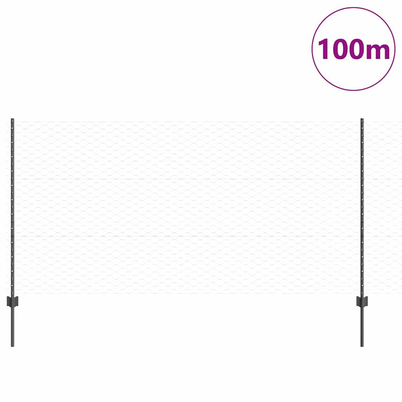 vidaXL Kerítés oszlopokkal Szürke 1.2 x 100 m Acél