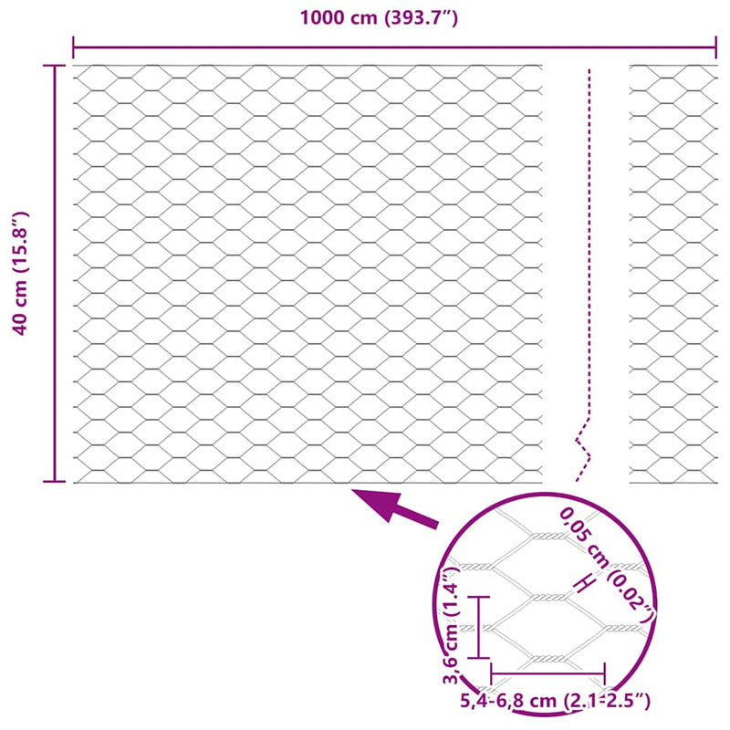 vidaXL Kerítés oszlopokkal Ezüst 0,4 x 10 m Acél