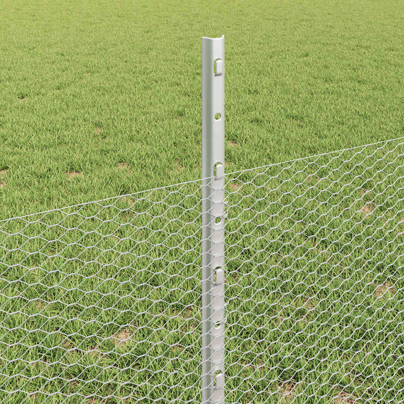 vidaXL Kerítés oszlopokkal Ezüst 0.5 x 10 m Acél