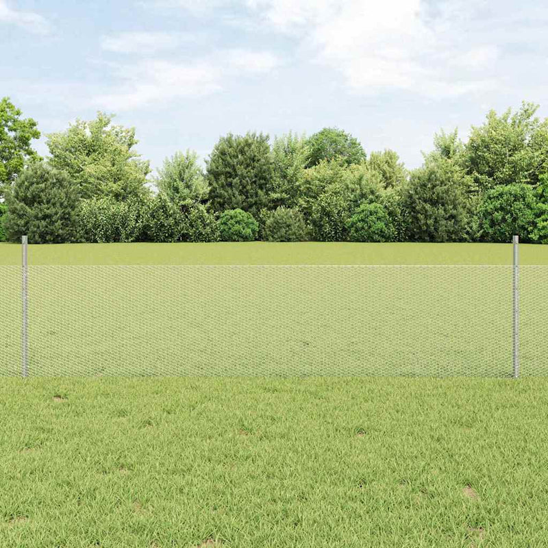 vidaXL Kerítés oszlopokkal Ezüst 0.5 x 10 m Acél