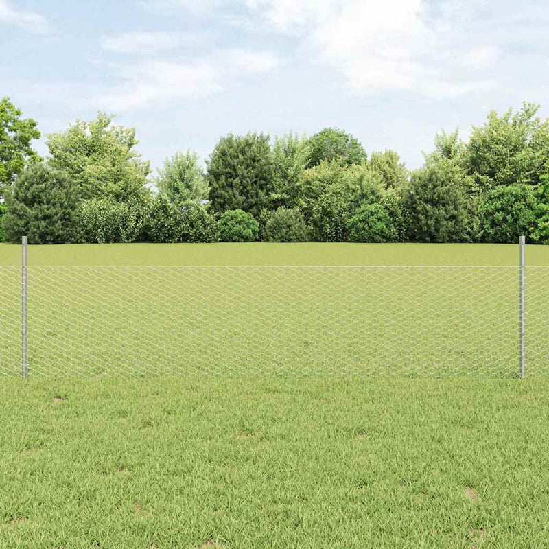 vidaXL Kerítés oszlopokkal Ezüst 0.5 x 10 m Acél