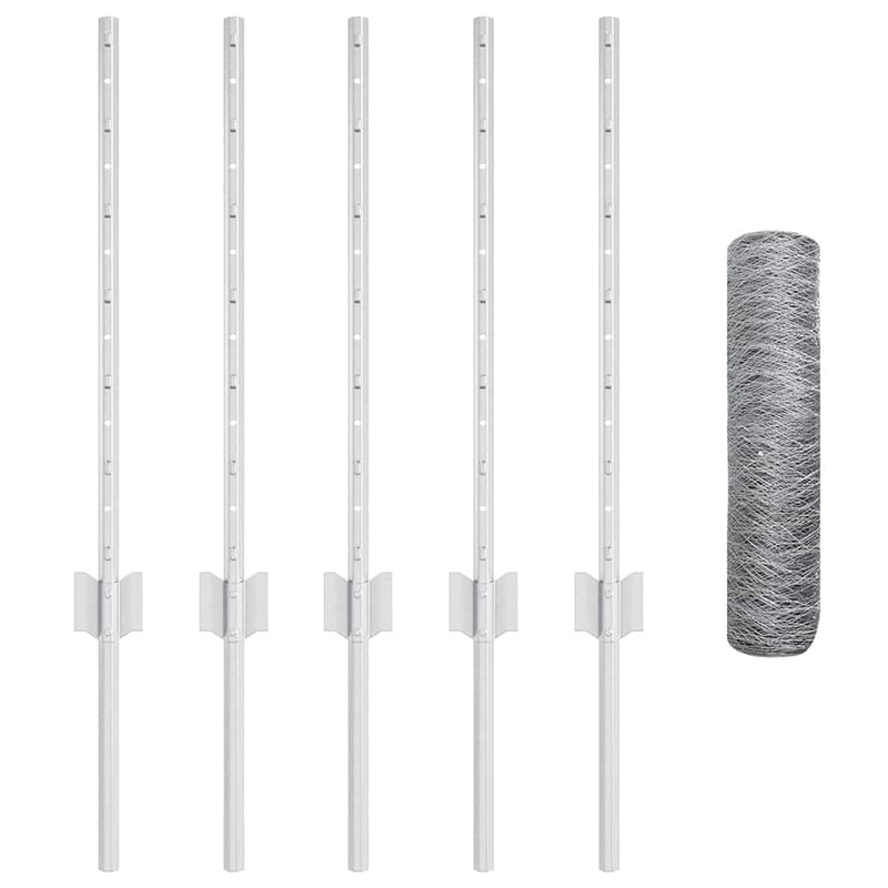 vidaXL Kerítés és Oszlop Ezüst 0,5 x 10 m Acél