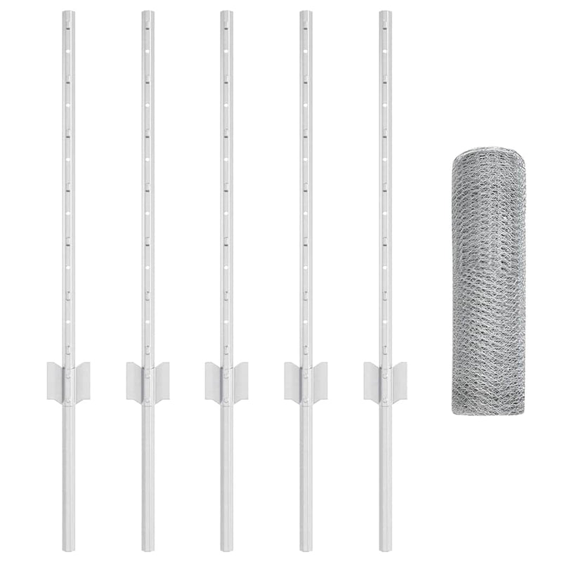 vidaXL Kerítés és Oszlop Ezüst 0,6 x 10 m Acél