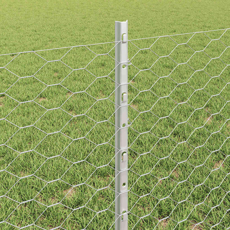 vidaXL Kerítés oszlopokkal Ezüst 0,6 x 10 m Acél