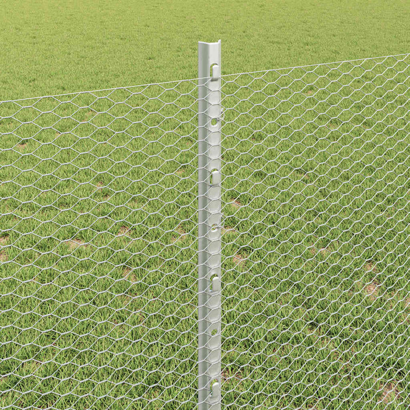 vidaXL Kerítés oszlopokkal Ezüst 0.8 x 10 m Acél