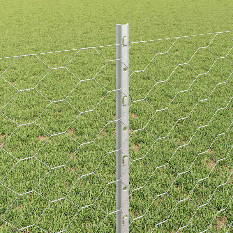 vidaXL Kerítés oszlopokkal Ezüst 0.8 x 10 m Acél