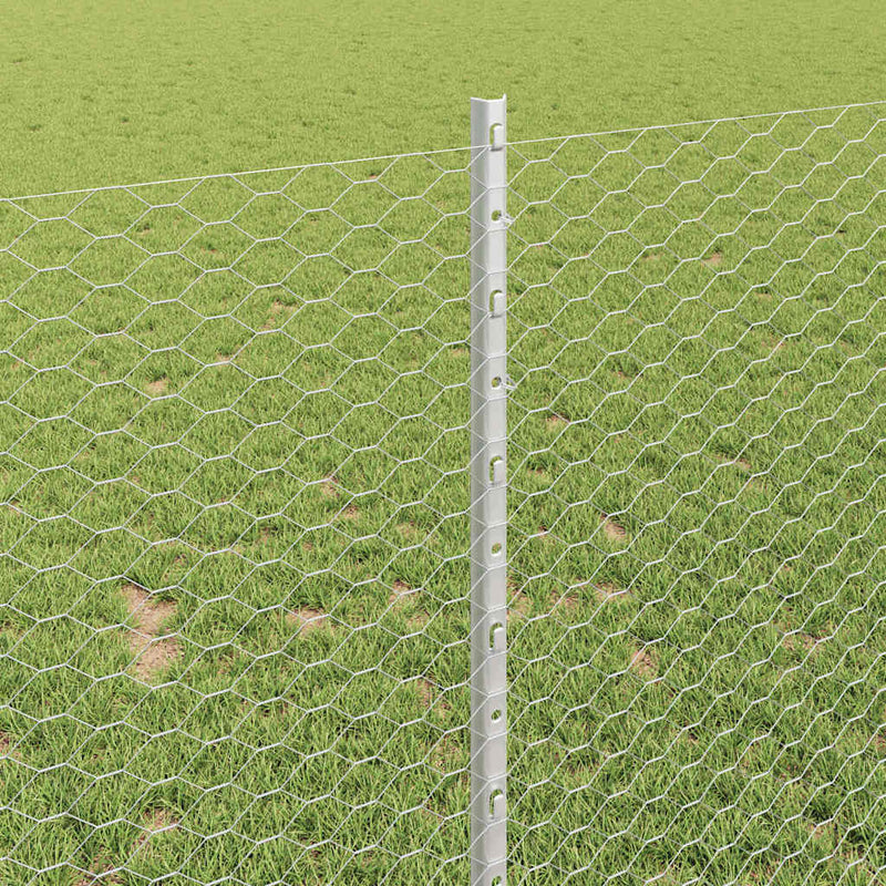 vidaXL Kerítés oszlopokkal Ezüst 1 x 10 m Acél