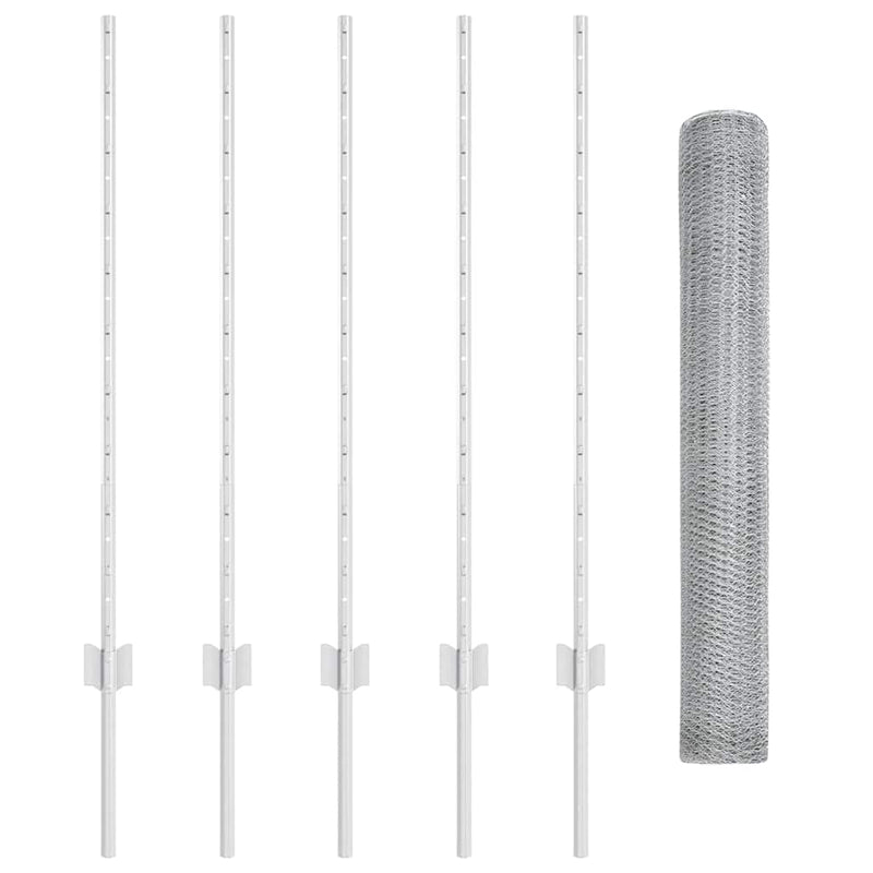 vidaXL Kerítés oszlopokkal Ezüst 1 x 10 m Acél