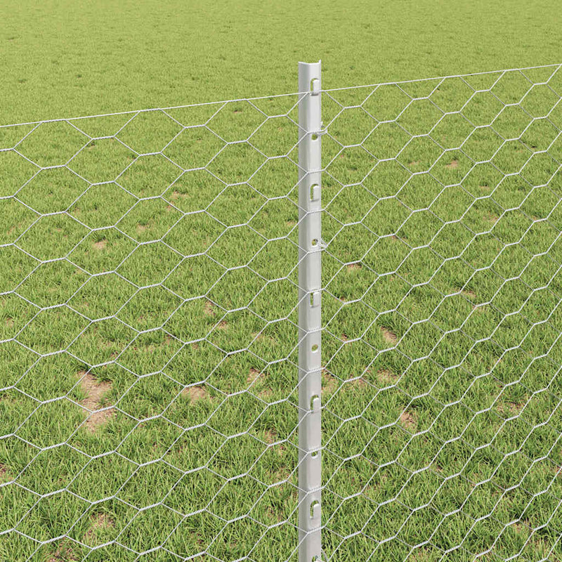 vidaXL Kerítés oszlopokkal Ezüst 1 x 10 m Acél