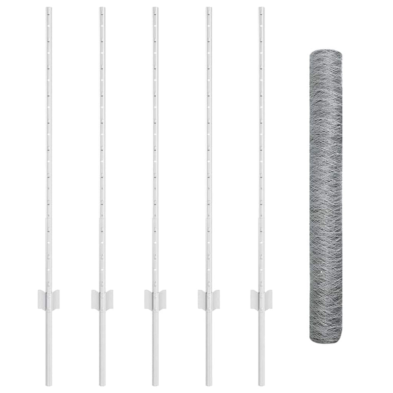 vidaXL Kerítés oszlopokkal Ezüst 1 x 10 m Acél