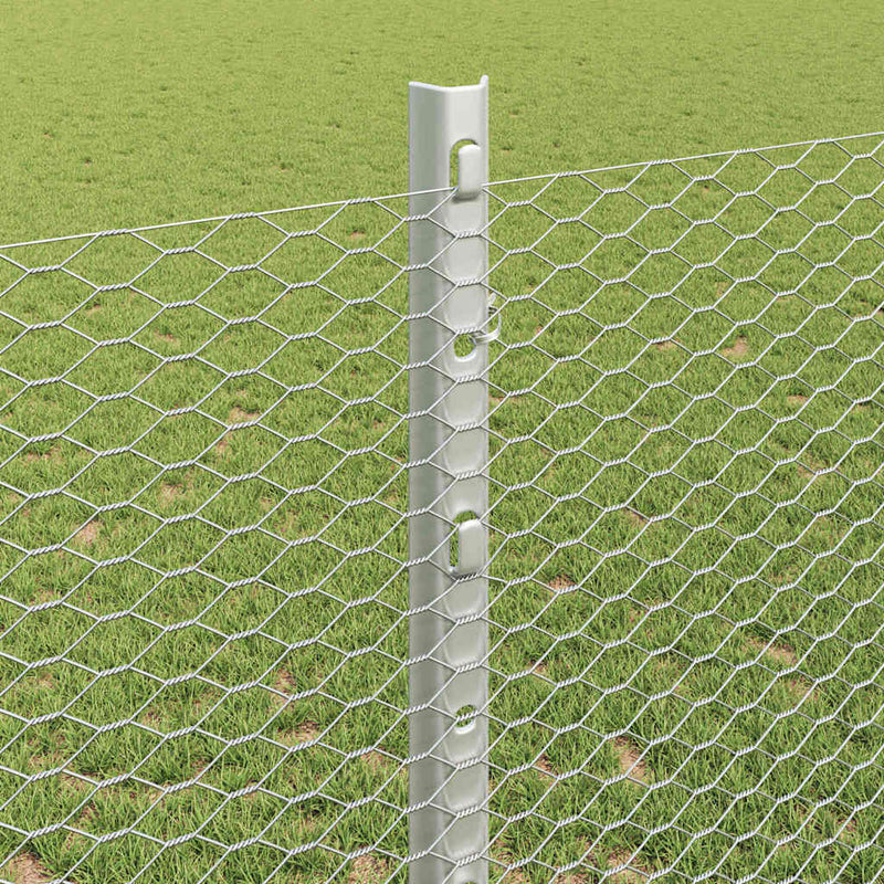vidaXL Kerítés oszlopokkal Ezüst 1.2 x 10 m Acél