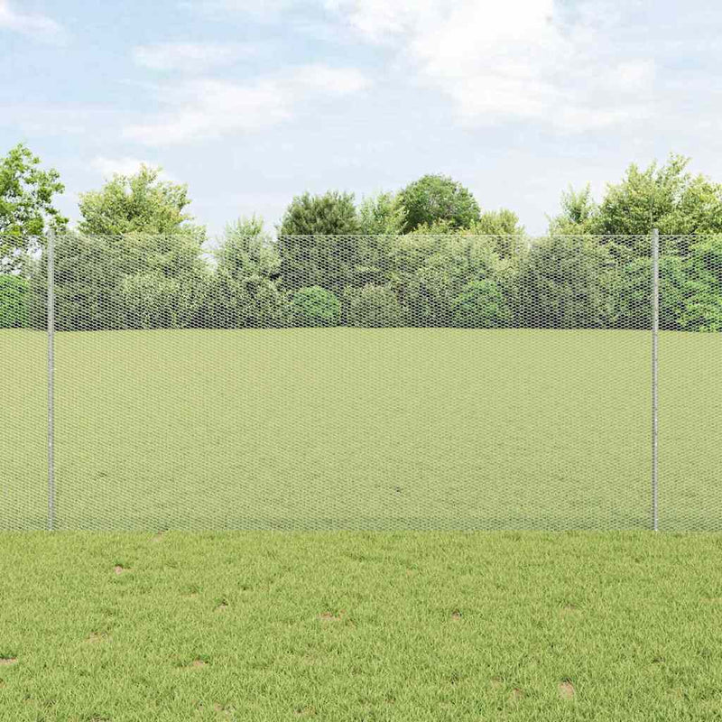 vidaXL Kerítés oszlopokkal Ezüst 1.2 x 10 m Acél