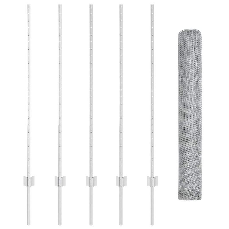 vidaXL Kerítés oszlopokkal Ezüst 1.2 x 10 m Acél
