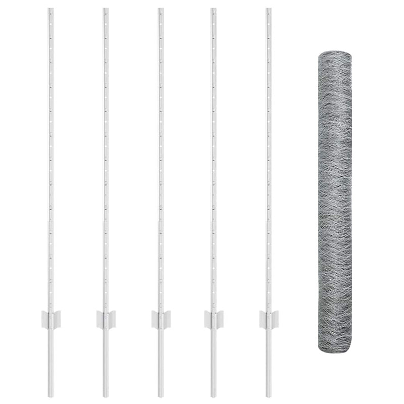 vidaXL Kerítés oszlopokkal Ezüst 1.2 x 10 m Acél