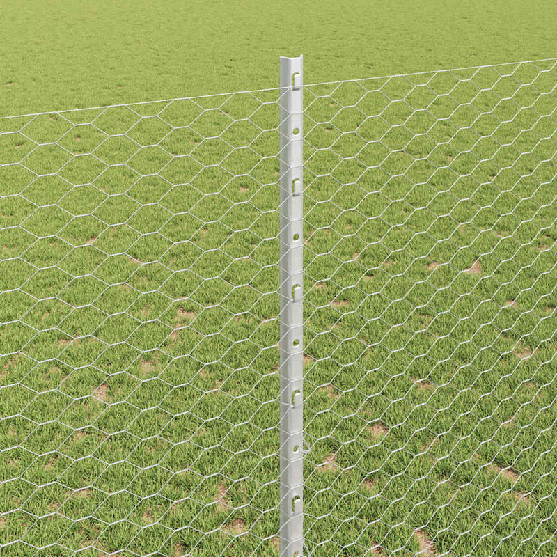 vidaXL Kerítés oszlopokkal Ezüst 1.4 x 10 m Acél