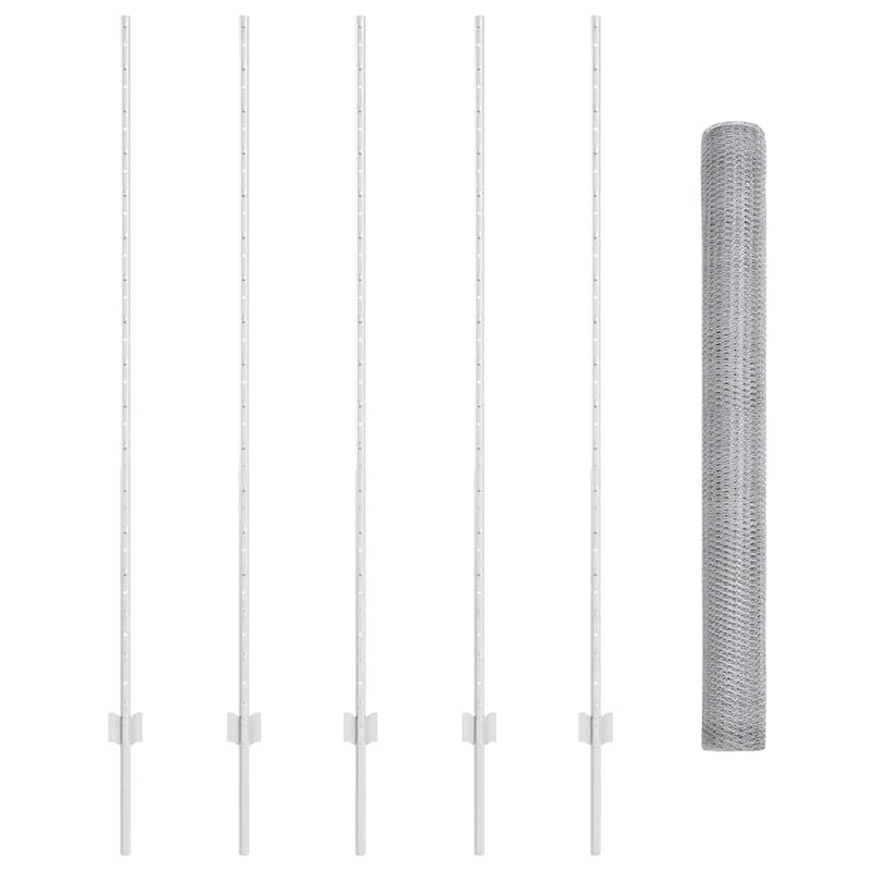 vidaXL Kerítés oszlopokkal Ezüst 1.5 x 10 m Acél