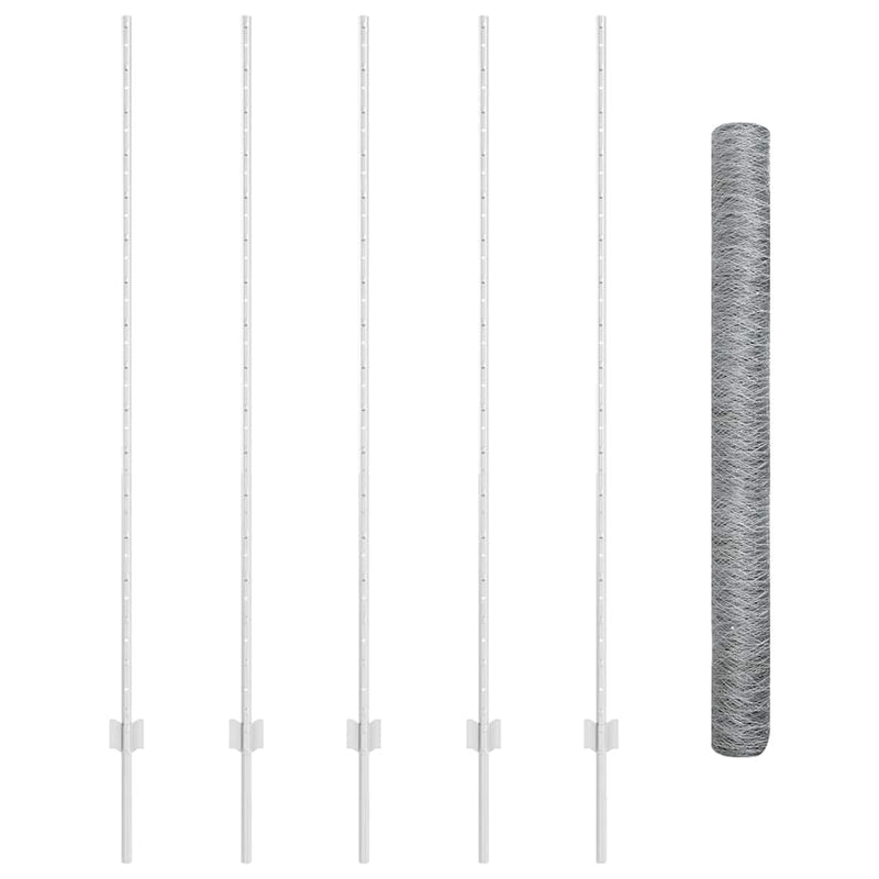 vidaXL Kerítés oszlopokkal Ezüst 1.5 x 10 m Acél