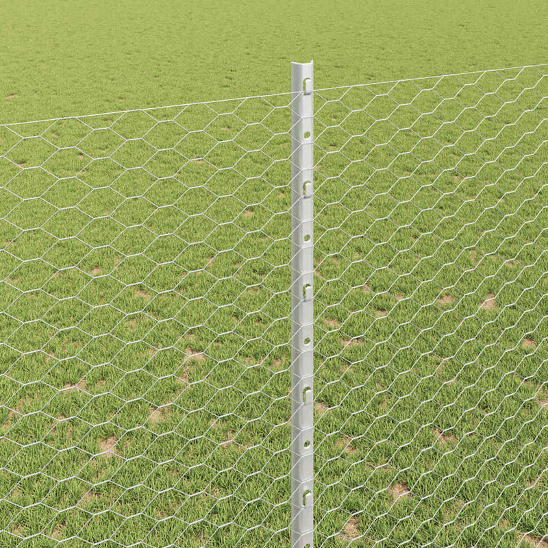 vidaXL Kerítés oszlopokkal Ezüst 1.6 x 10 m Acél